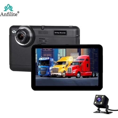 Anfilite 7 inch Android OS Quad Core GPS Navigator Quad Core 768M 16GB Video Dash Cam Recorder Registrar with two cameras