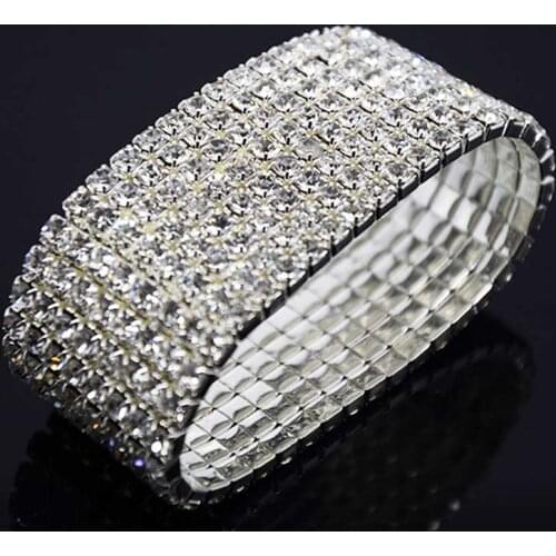 Chanfar 8 Lines Tensile Crystal Bride Wedding Bracelet Jewelry