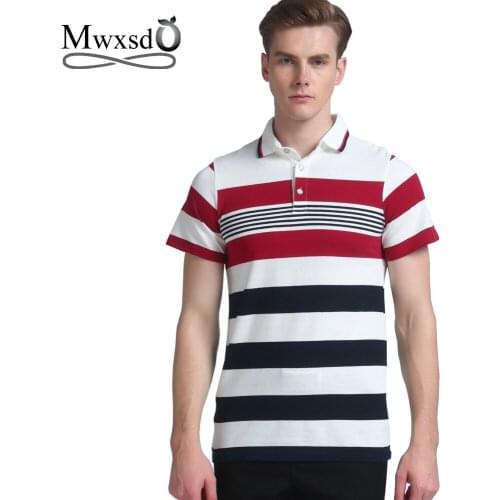 Top quality Mwxsd brand summer casual men polo shirt striped cotton polo shirt male slim fit polos camisas polo masculino 4xl