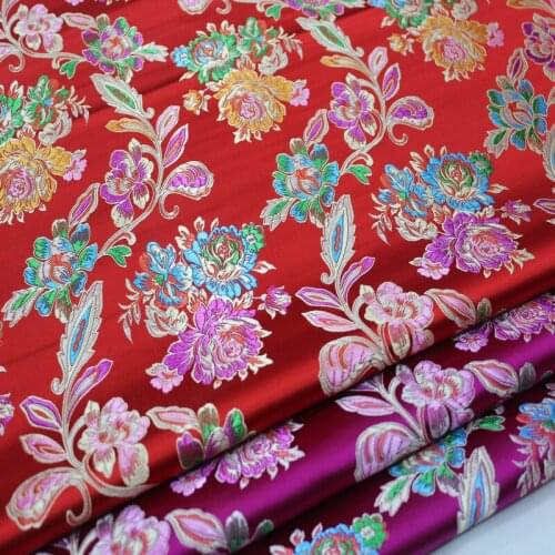 CF953 Red/Rose Peony Jacquard Brocade Silky Fabrics/Decoration Cloth,Cushion,Chinese Qipao,DIY Handmade Sewing Material Clothing