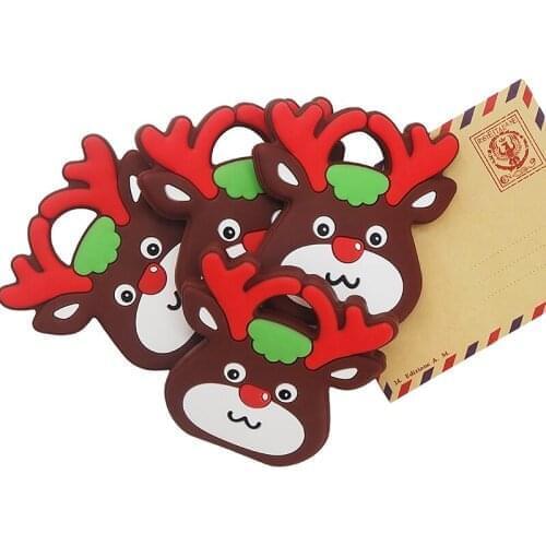 Chenkai 5PCS Silicone Reindeer Teether Baby Cute Animal Teether For DIY Baby Nursing Chewing Teether Chain Pendant Necklace Toy