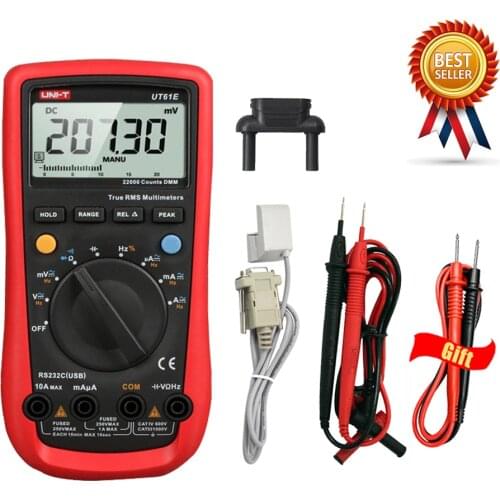 UNI-T UT61E Digital Multimeter True RMS Peak Meter PC Connect AC DC Voltage Relative Mode 22000 Counts Data Hold Auto Range