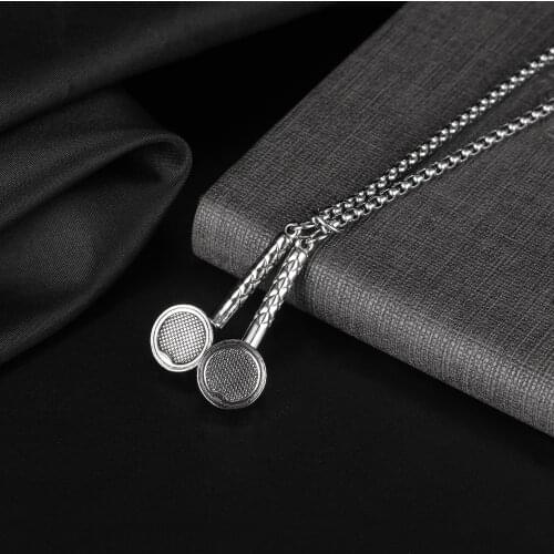Cyue European Fashion Punk Earphone Charm Pendant Stainless Steel Necklace Chain For Girl Boy Unisex Jewelry