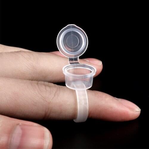 PP Environmental Tattoo Ink Ring Cup Microblading Pigment Holder with Sealed Cover Tattoo Accessories