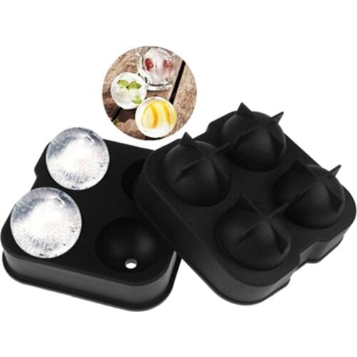 1PC Ice Ball Maker Mold 4-Cavity Silicone Hockey Puck Mold Round Ice Cube Tray For Household Kitchen Bar Ice Making Accessories