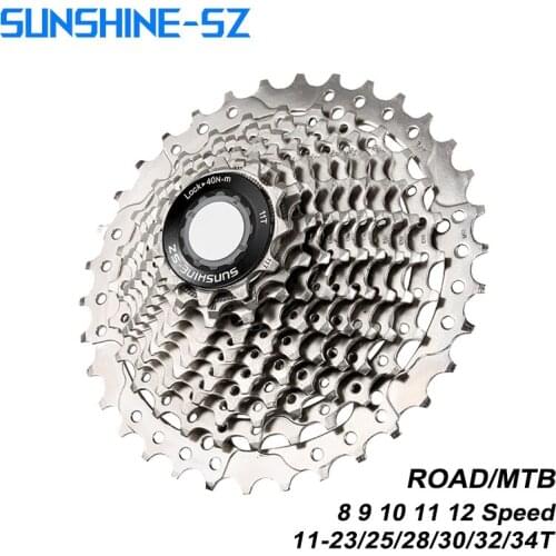 SUNSHINE Road Bike Cassette Freewheel 8 9 10 11 12 Speed Velocidade 11-23T/25T/28T/30T/32T/34T Bicycle MTB Sprocket for SHIMANO