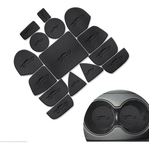 Car Door Groove Mat PU Leather Anti Slip Mat For Jeep Grand Cherokee 2011-2014 Non-Slip Covers Interior Door Mats Cup Pad 15pcs