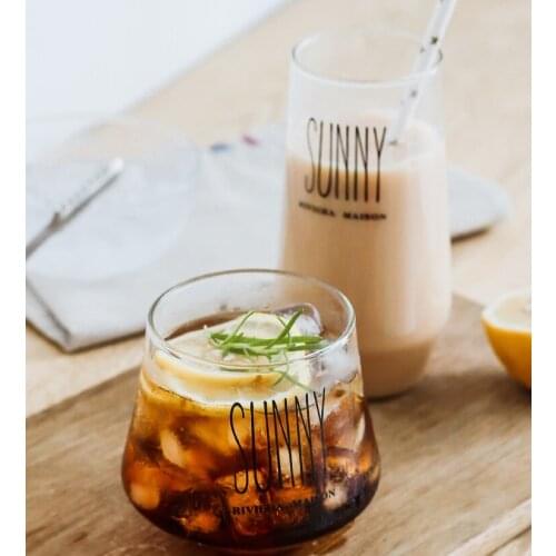 Creative Transparent Glass Milk Cup 330-370ml Drink Cup Beer Bottle Individual Heat-resistant Drinking Cup for Kitchen Milk Mug