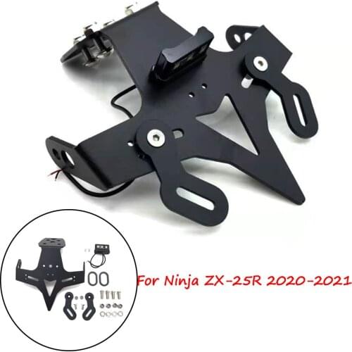 Motorcycle Rear License Plate Holder Frame Bracket with LED Taillight For Kawasaki Ninja ZX-25R ZX25R 2020-2021