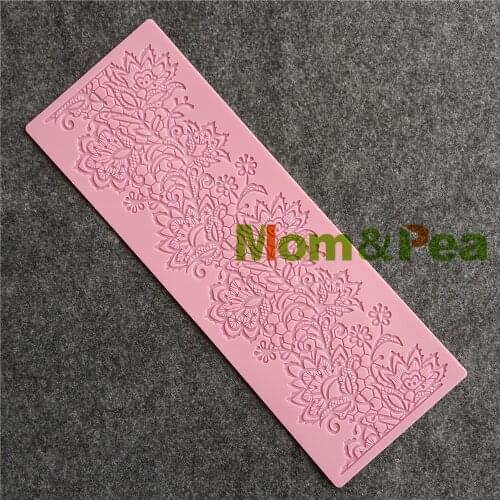 Mom&Pea GX196 Free Shipping Floral Lace Mold Cake Decoration Fondant Cake 3D Mold Food Grade Silicone Mould