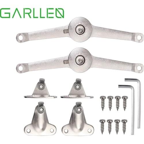 GARLLEN 2pc Pattern Heavy Duty Free Stop Mechanical Support Hinge Movable Support Bar Cabinet Hardware Side Mounting Bracket Set