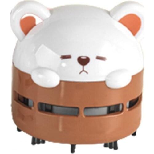 Mini Cartoon Bear Desktop Vacuum Cleaner USB Charging Night Light Office Keyboard Table Cleaner for Vehicle Car Washer Brushe