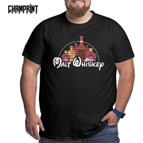 Mens Malt Whiskey Beer Drunk T Shirts 100% Cotton Tops Vintage Short Sleeve Crewneck Big Tall Tee Shirt Plus Size Big Size