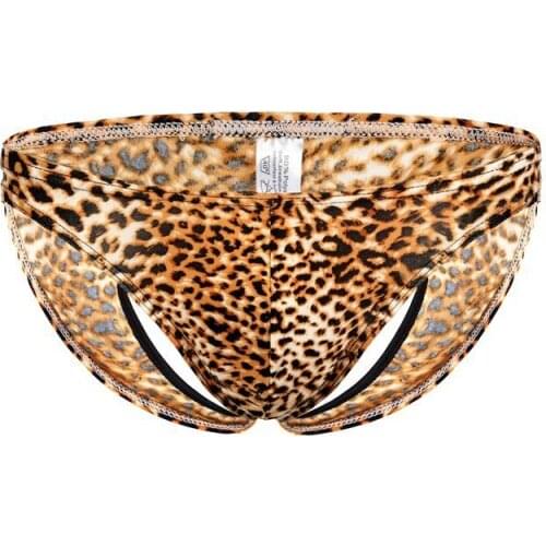 Mens Underwear Sexy Leopard Briefs Mens Low Waist Breathable U Convex Bag Narrow Underwear Men men briefs underwear