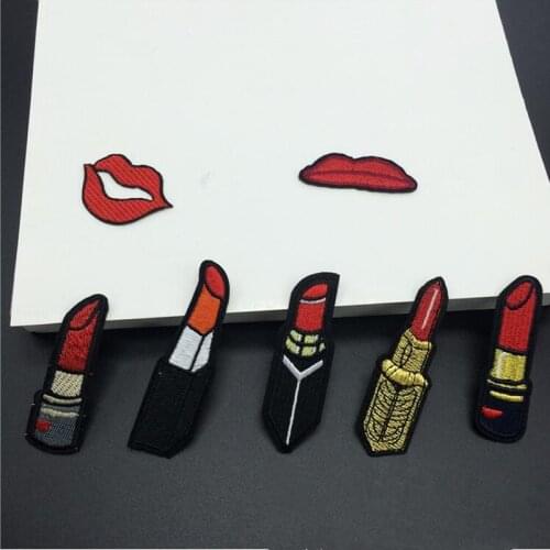 New arrival 1 pcs Red Lipstick Patch Embroidered Iron On Patches For Clothing Bag Badge Appliques DIY Accessory
