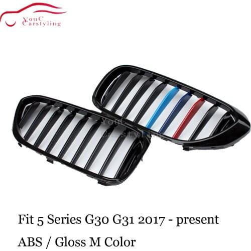 Gloss M Color G30 1-slat Front Bumper Grille for BMW 5 Series G30 G31 2017 + 530i 540i M5 F90 Front Hood Kidney Grills