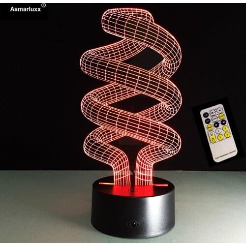 Spiral 3D Optical Illusion LED Table Light Remote Or Touch Control USB Cable Desk Lamp Christmas Halloween Decorations Deco Lamp