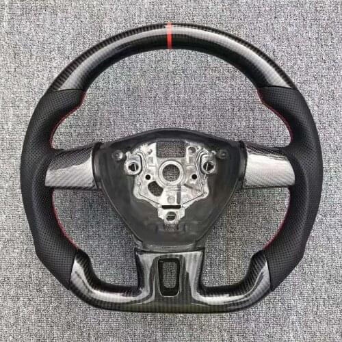 Cuatomized Real Carbon Fiber Sports Steering Wheel Alcantara Perforated Leather compatible for Volkswagen Lavida 2011-2013