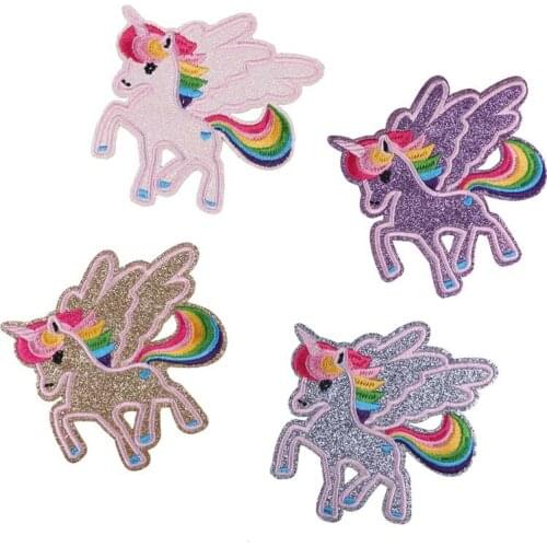 PGY High-quality Unicorn animation Embroidery Patches for Clothing DIY Stripes Appliques Clothes Stickers Iron on Free Delivery