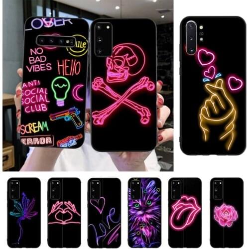 YNDFCNB Black background neon Phone Case For Samsung S20 S10 S8 S9 Plus S7 S6 S5 Note10 Note9 S10lite