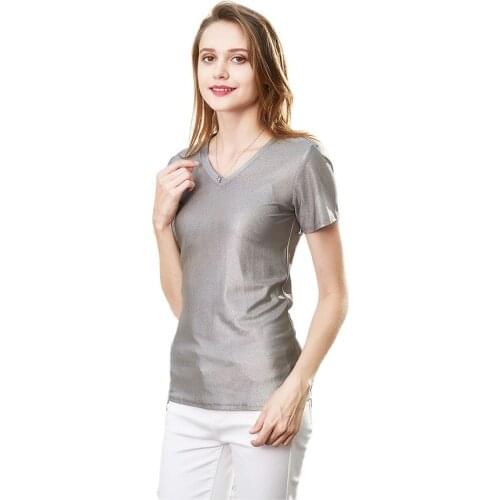 Female 100% silver fiber electromagnetic signal anti-radiation t-shirts,computers,tees,signal wave protective work clothing