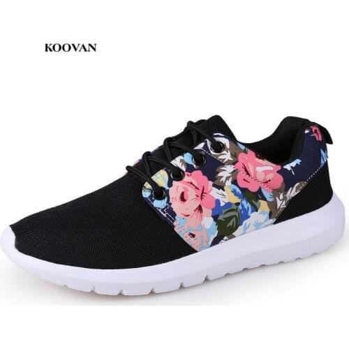 Koovan Womens Sneakers 2018 Spring And Autumn Mesh Womens Shoes Flower Breathable Leisure Travel Run Shoes Students Flat Shoes
