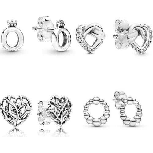 Authentic 925 Sterling Silver Earring Knotted Hearts Emotional Bonds Earrings For Women Wedding Gift Fashion Jewelry