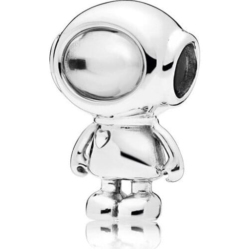 Fit Original Pandora Heart Space Suit Astronaut Charms Bracelet Women Silver Color Cosmonaut Beads for Jewelry Making DIY Bangle