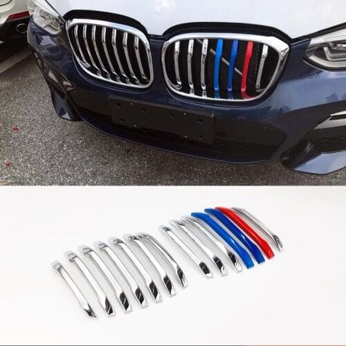 14 pcs 3D M motorsport stripe Front Grille Trim Strips Decoration Grill Cover Stickers For 2018 2019 BMW X3 G01 X4 G02