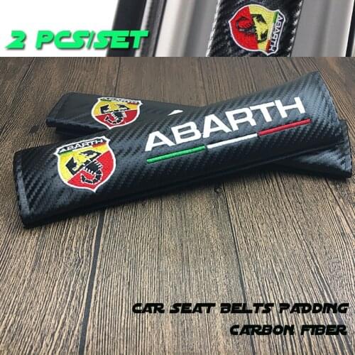 2pcs Abarth Badge Emblem Seat Belt Cover Case Scorpion seat belts For Fiat Abarth Punto 124/125/125/500 car accessories label