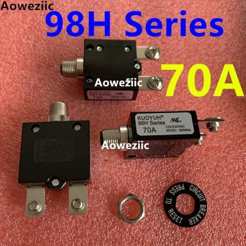 2Pcs KUOYUH 98H Series 70A Thermal overcurrent overload protector Manual reset Switch fuse Leakage switch Circuit breaker Screw