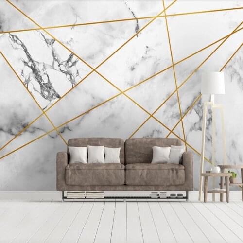 Milofi custom 3D wallpaper murals simple geometric marbled gold lines background wall decoration wallpaper murals