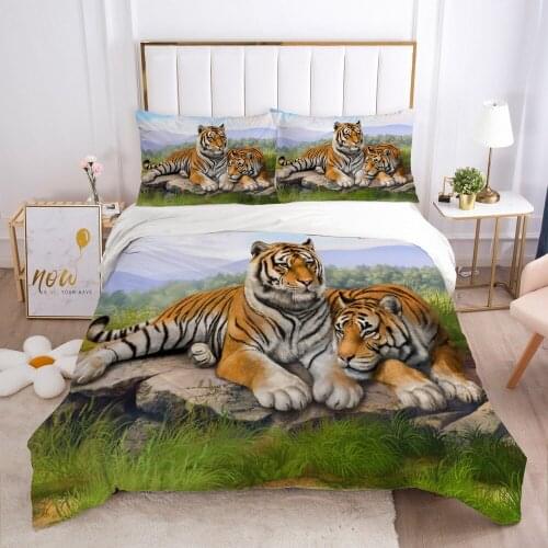 3D Duvet Cover Sets Bedding Set Quilt Covers Comforter Case Pillowcases Bed Linen King Queen Full Animal Tiger Home textile