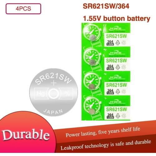 4pcs Maxell Original 1.55V 364 SR621SW V364 SR60 SR621 AG1 Watch Battery Silver Oxide Button Coin Cell Batteries MADE IN JAPAN