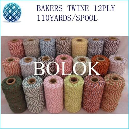 Free shipping 55 kinds color Baker twine 110yards/spool (20pcs/lot) gift packing rope, cotton packing rope