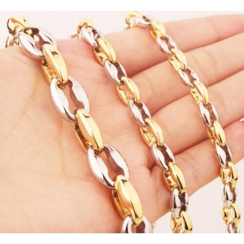 Fashion Style 316L Stainless Steel New Coffee Beans Link Chain Mens Womens Necklace/Bracelet Unisexs Daily Jewelry 7-40inch