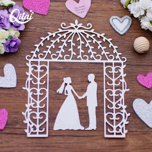 QITAI Metal Cutting Dies New 2020 Mold Bride And Groom Wedding Scrapbook Paper Craft Knife Mould Blade Punch Stencils MD359