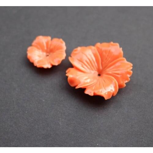 10pieces/lot) Carved 20mm 30mm Flowers Space parts orange Color Artificial Coral Findings for Jewelry making