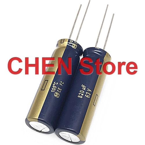 10PCS matsushita capacitor FC 63V820UF 12.5X40MM ultra low internal resistance Electrolytic Capacitor ce fc 820uf 63v Gold