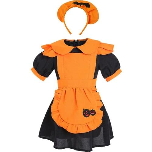 Halloween Costume Party Dress Up Costume pumpkin costume Ghost Festival theme party children orange bat maid