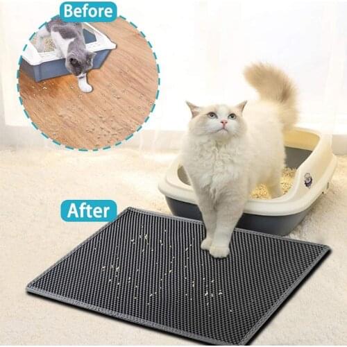 Pet Cat Litter Mat Honeycomb Double Layer Waterproof Urine Proof Trapping Kitty Litter Mat Litter Boxes Large Size Easy Clean