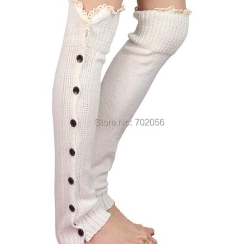 Lace button down Leg Warmers Ballet Dance knitted booty Gaiters Boot Cuffs Boot Covers Long Gloves#3653