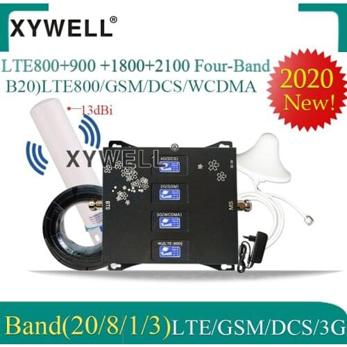 2020 Hot! B20 800 900 1800 2100mhz Four-Band Cellular Amplifier gsm repeater 2g 3g 4g Mobile Signal Booster LTE GSM WCDMA DCS