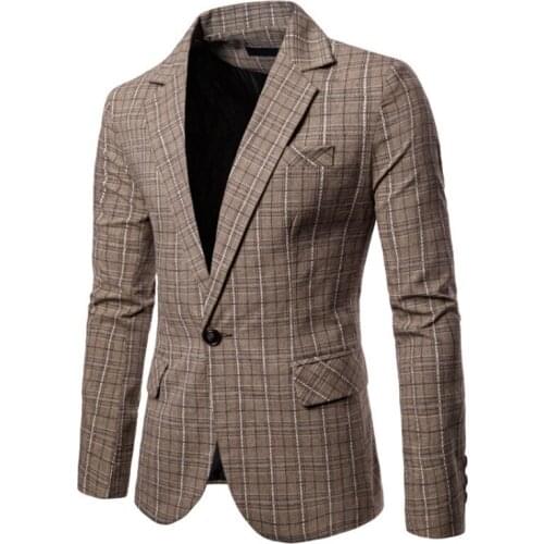 European code men autumn and winter new leisure plaid suit suit jacket slim large size suit