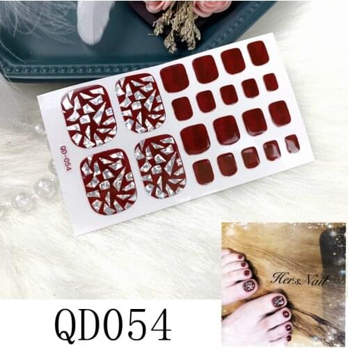 22tips Toe Nail Stickers Mixed Flower Sequins 3D Full Coverage Waterproof Stickers Wrapped Toenail DIY Nail Art Accessories