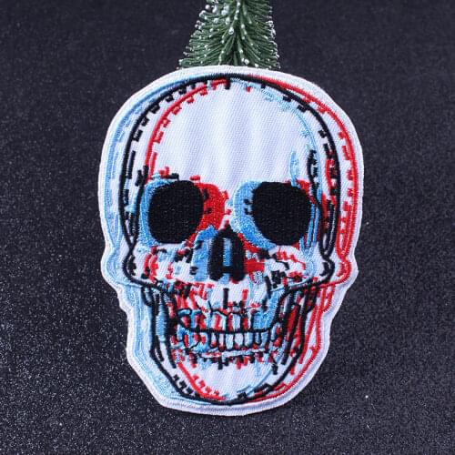 Punk Skull Patches Embroidered Clothes Patches Iron on Stickers for Jacket Jeans Stirpe Decoration DIY Applique Badges Patchwork