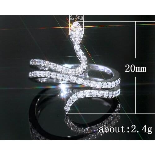 New Fashion Zircon Exaggerated Spirit Snake Rings Personality Snake-Shaped Nightclub Ring Student Trend Jewelry Gift
