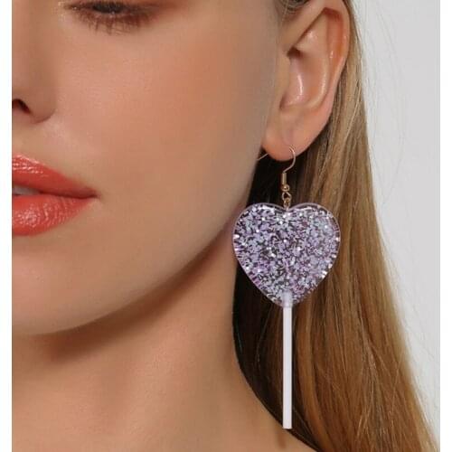 New Product Transparent Love Lollipop Earrings Personality Creative Exaggerated Peach Heart Star Earrings Women