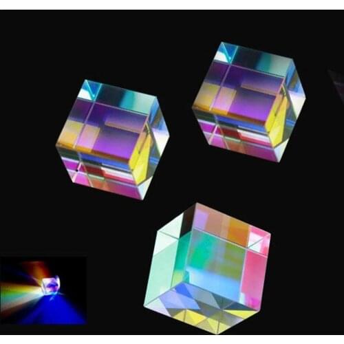 Prism Six-Sided Bright Light Combine Cube Prism Stained Glass Beam Splitting Prism Optical Experiment Instrument Lens