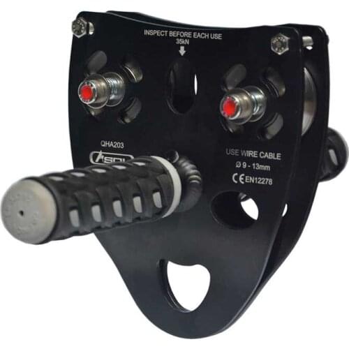 Rock Climbing Double Handle Pulley Aluminum alloy Steel Cable Pulley Outdoor Rope Way Pulley Cross River Device